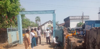 మద్దిపడగ లో గవర్నమెంట్ పాఠశాల ప్రహరీ గోడ పనులు ప్రారంభం