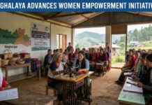 Meghalaya Advances Women Empowerment Initiatives| Women in Meghalaya participating in self-help groups and skill development programs for economic independence.