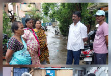 జలమయమైన డివిజన్లో కార్పొరేటర్ జ్యోతి మురళీకృష్ణ పర్యటన|
