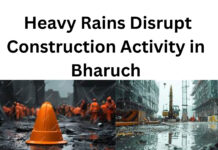 Heavy Rains Disrupt Construction Activity in Bharuch|
