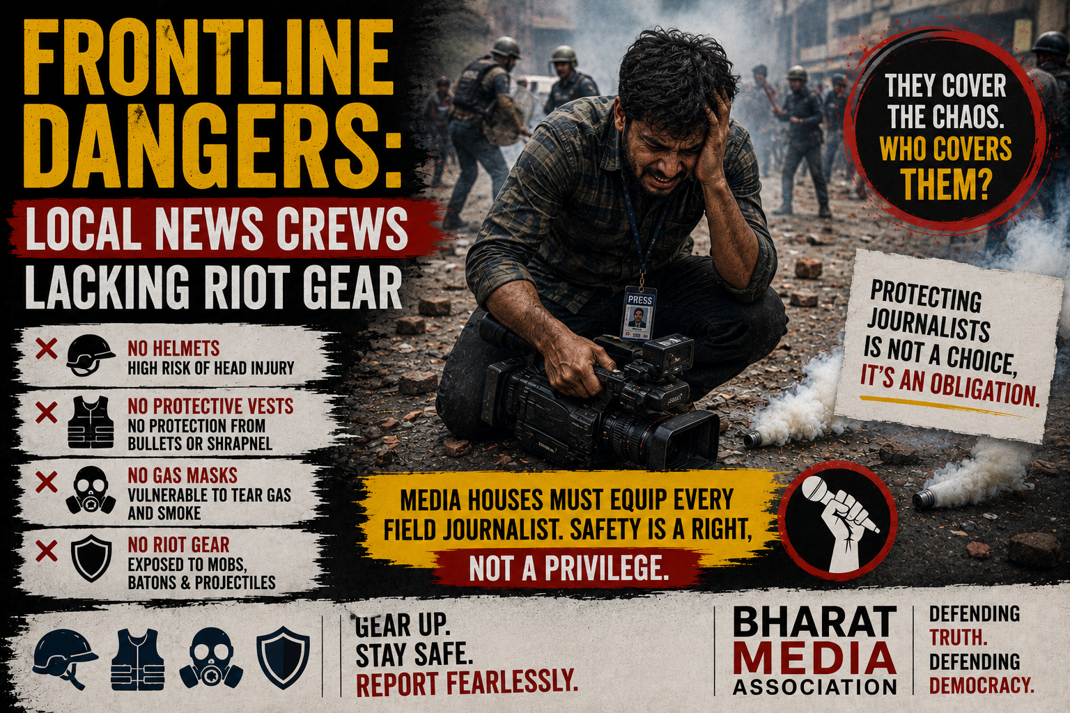 Frontline Dangers: Local News Crews Lacking Riot Gear