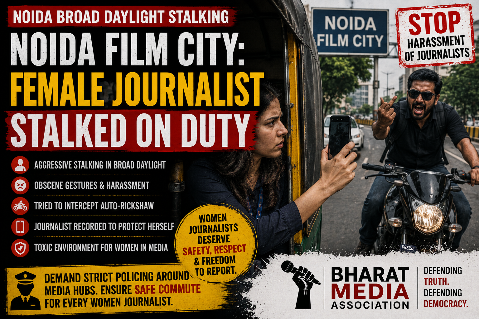 Noida Film City: Female Journalist Stalked on Duty