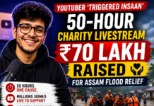 Triggered Insaan Raises ₹70L in 50-Hour Stream for Assam Aid|
