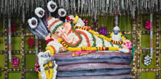 రథం బజార్ ముక్కోటి మహా మండపంలో శేషశయన గణపతికి పూలంగి సేవ